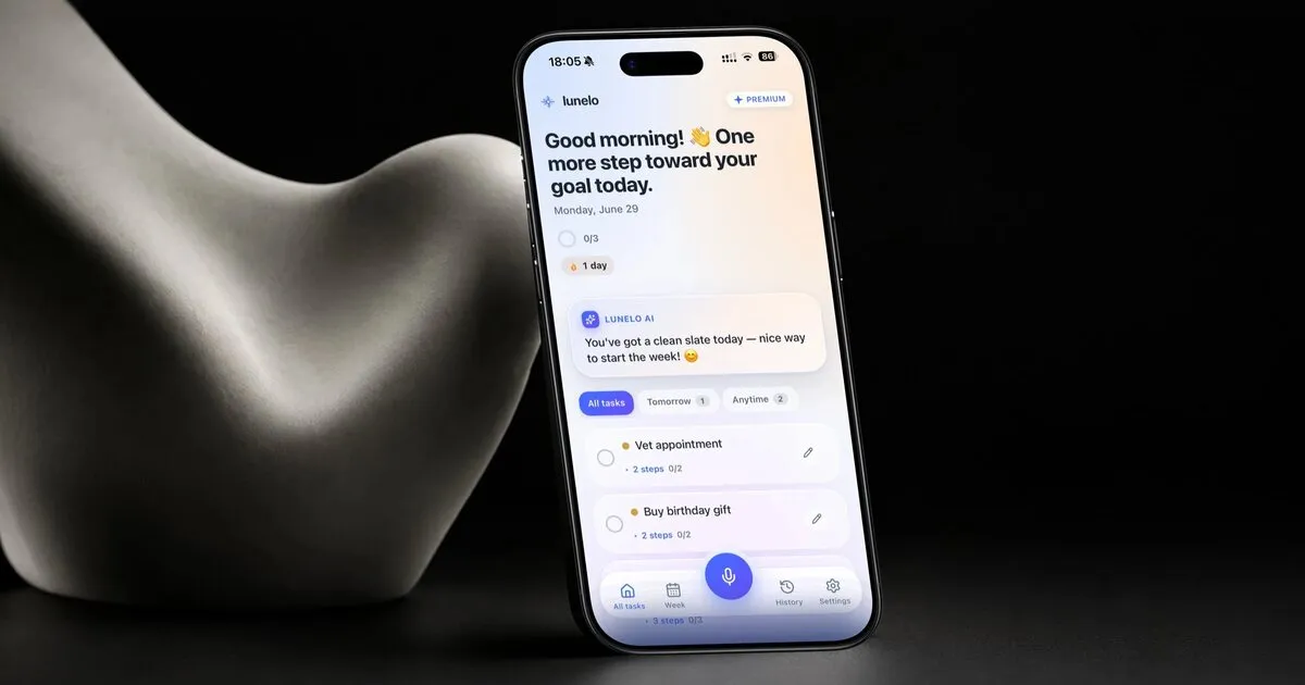 Lunelo — живой экран приложения на iPhone